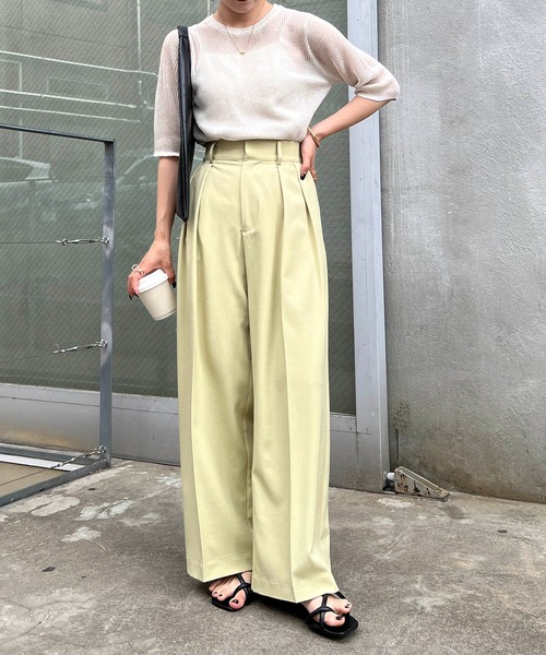 CAPRICIEUX LE'MAGE（カプリシューレマージュ）の「シアーリブハーフスリーブプルオーバー（ニット/セーター・レディース・ブラック/ベージュ/ホワイト系その他・FREE）」の4枚目の写真