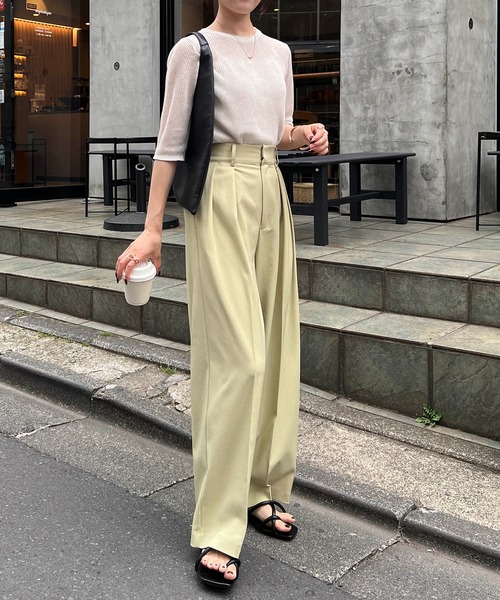 CAPRICIEUX LE'MAGE（カプリシューレマージュ）の「シアーリブハーフスリーブプルオーバー（ニット/セーター・レディース・ブラック/ベージュ/ホワイト系その他・FREE）」の14枚目の写真