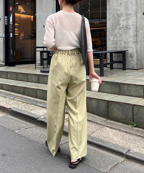 CAPRICIEUX LE'MAGE（カプリシューレマージュ）の「シアーリブハーフスリーブプルオーバー（ニット/セーター・レディース・ブラック/ベージュ/ホワイト系その他・FREE）」の19枚目の写真