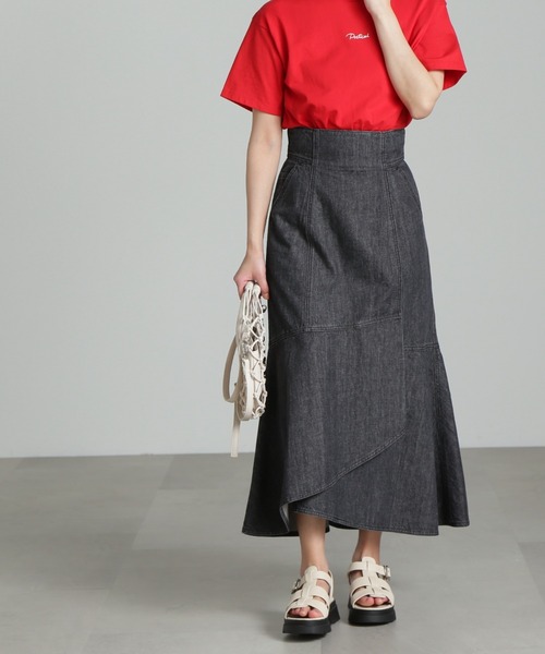 FREE'S MART（フリーズマート）の「◇[低身長サイズ/Sシリーズ対応]ラップ風マーメイドデニムスカート（スカート・レディース・ブラック系その他/ワンウォッシュ・MEDIUM/SMALL/X-SMALL）」の5枚目の写真