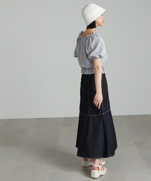 FREE'S MART（フリーズマート）の「◇[低身長サイズ/Sシリーズ対応]ラップ風マーメイドデニムスカート（スカート・レディース・ブラック系その他/ワンウォッシュ・MEDIUM/SMALL/X-SMALL）」の13枚目の写真