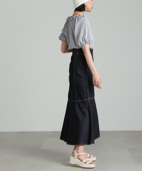 FREE'S MART（フリーズマート）の「◇[低身長サイズ/Sシリーズ対応]ラップ風マーメイドデニムスカート（スカート・レディース・ブラック系その他/ワンウォッシュ・MEDIUM/SMALL/X-SMALL）」の15枚目の写真