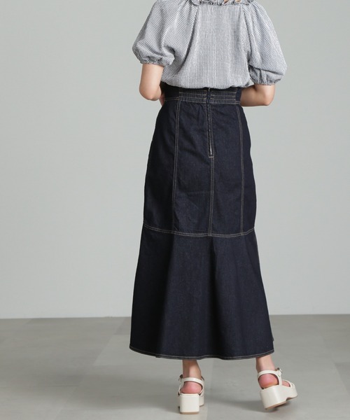 FREE'S MART（フリーズマート）の「◇[低身長サイズ/Sシリーズ対応]ラップ風マーメイドデニムスカート（スカート・レディース・ブラック系その他/ワンウォッシュ・MEDIUM/SMALL/X-SMALL）」の16枚目の写真