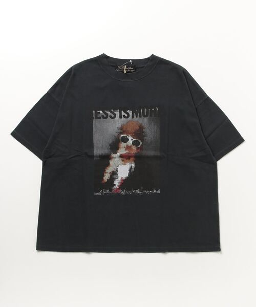 REMI RELIEF(レミレリーフ)の「REMI RELIEF(レミレリーフ)LW加工20/-天竺 別注BIGサイズT(LESS IS MORE KC)(Tシャツ/カットソー・メンズ・ブラック・L/M/XL)」の7枚目の写真