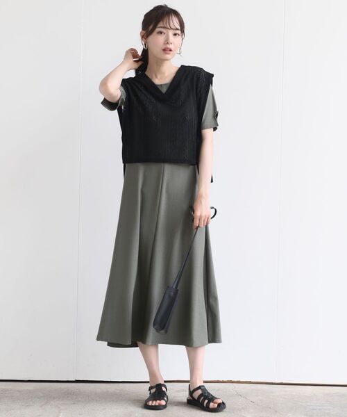 LILL ベスト ジレ サイドレース畦編みニットベスト メンズ