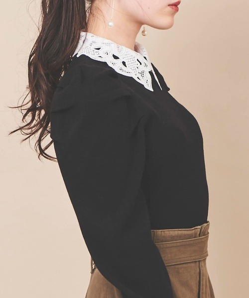 31 Sons de mode（トランテアン　ソン　ドゥ　モード）の「レース衿付きニット（ニット/セーター・レディース・ブラック/ライトグレー/ピンク・36）」の19枚目の写真