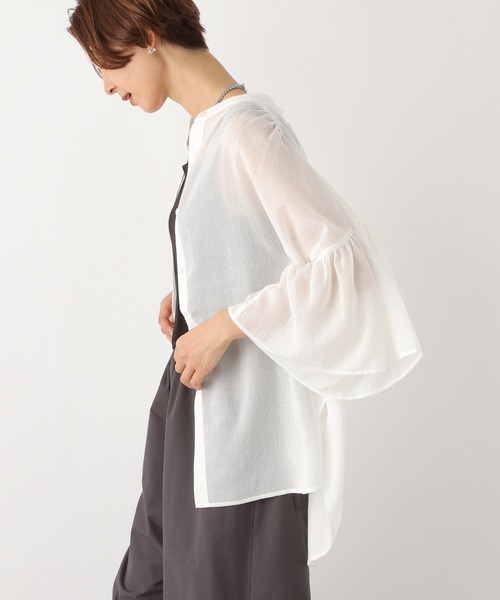LEPSIM（レプシィム）の「シアーチュニック5分袖羽織り　961211（シャツ/ブラウス・レディース・キャメル/ブルー/ブラック/オフホワイト・FREE）」の5枚目の写真