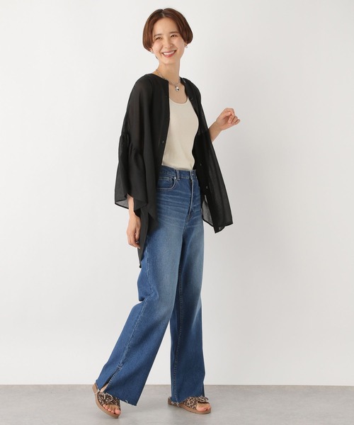 LEPSIM（レプシィム）の「シアーチュニック5分袖羽織り　961211（シャツ/ブラウス・レディース・キャメル/ブルー/ブラック/オフホワイト・FREE）」の14枚目の写真