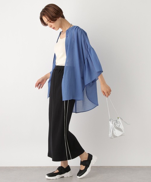 LEPSIM（レプシィム）の「シアーチュニック5分袖羽織り　961211（シャツ/ブラウス・レディース・キャメル/ブルー/ブラック/オフホワイト・FREE）」の15枚目の写真