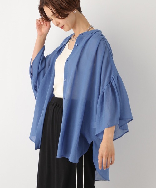 LEPSIM（レプシィム）の「シアーチュニック5分袖羽織り　961211（シャツ/ブラウス・レディース・キャメル/ブルー/ブラック/オフホワイト・FREE）」の12枚目の写真