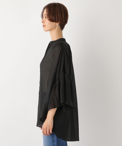 LEPSIM（レプシィム）の「シアーチュニック5分袖羽織り　961211（シャツ/ブラウス・レディース・キャメル/ブルー/ブラック/オフホワイト・FREE）」の9枚目の写真