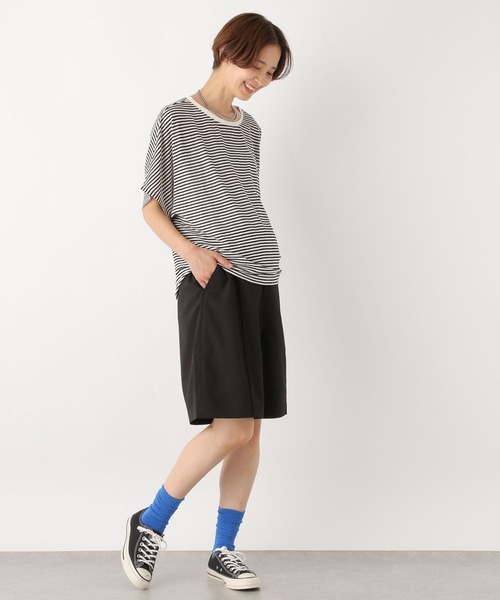 LEPSIM(レプシィム)の「【産前・産後対応】マタニティ/リネンライクタックハーフパンツ 961398(マタニティウェア/グッズ・レディース・ブラック/ベージュ・FREE)」の9枚目の写真