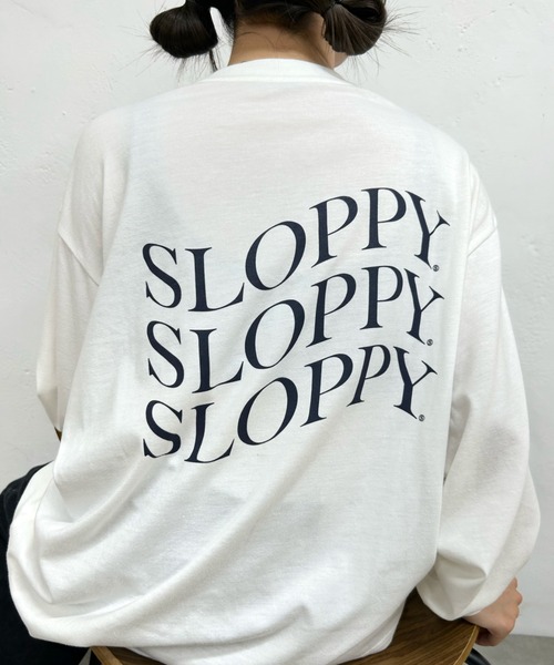 WHO'S WHO gallery(フーズフーギャラリー)の「《WEB限定》【SLOPPY/スロッピー】刺繍ロゴビッグロンT(Tシャツ/カットソー・レディース・ブラック/オフホワイト/ライトグレー/ブラウン・FREE)」の2枚目の写真