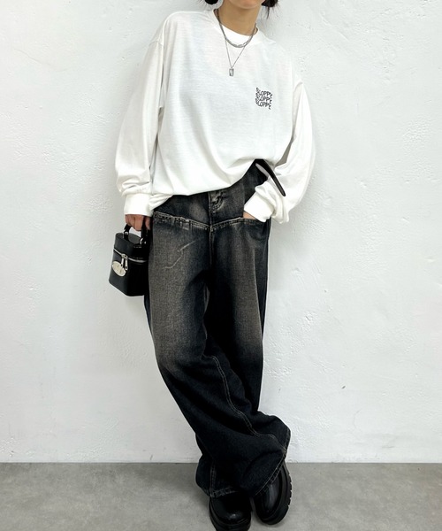WHO'S WHO gallery(フーズフーギャラリー)の「《WEB限定》【SLOPPY/スロッピー】刺繍ロゴビッグロンT(Tシャツ/カットソー・レディース・ブラック/オフホワイト/ライトグレー/ブラウン・FREE)」の7枚目の写真