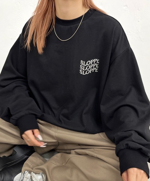 WHO'S WHO gallery(フーズフーギャラリー)の「《WEB限定》【SLOPPY/スロッピー】刺繍ロゴビッグロンT(Tシャツ/カットソー・レディース・ブラック/オフホワイト/ライトグレー/ブラウン・FREE)」の11枚目の写真