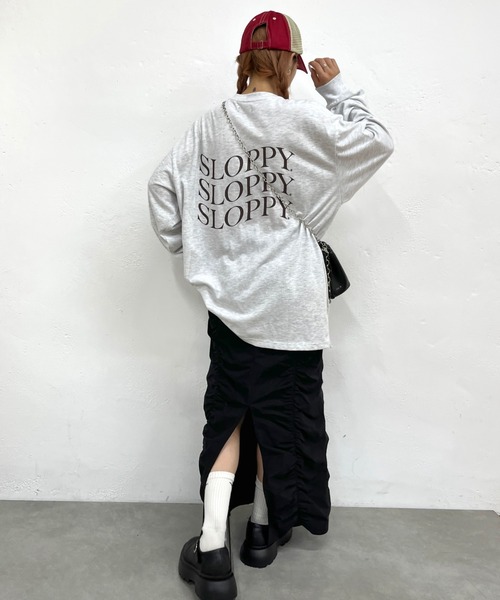 WHO'S WHO gallery(フーズフーギャラリー)の「《WEB限定》【SLOPPY/スロッピー】刺繍ロゴビッグロンT(Tシャツ/カットソー・レディース・ブラック/オフホワイト/ライトグレー/ブラウン・FREE)」の19枚目の写真