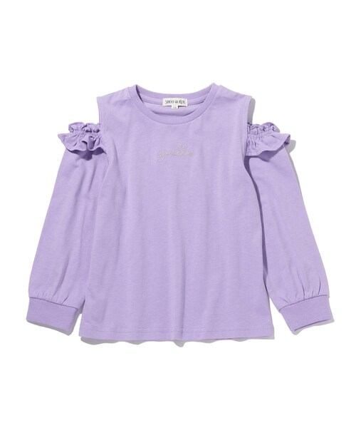 SHOO・LA・RUE（シューラルー）の「◆肩開きフリルロンT（Tシャツ/カットソー・キッズ・ライトパープル/ブラック/ライトグリーン/アイボリー・12/11/14/13）」の4枚目の写真