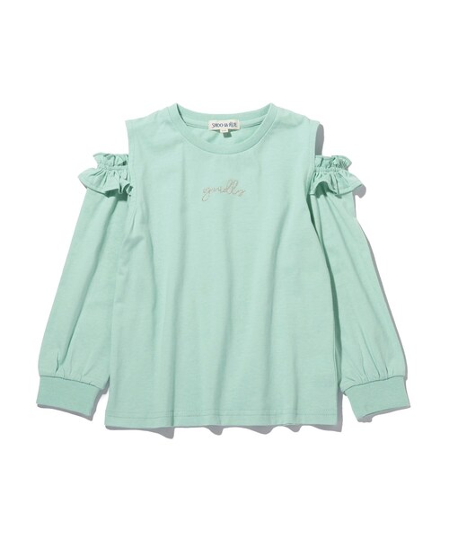 SHOO・LA・RUE（シューラルー）の「◆肩開きフリルロンT（Tシャツ/カットソー・キッズ・ライトパープル/ブラック/ライトグリーン/アイボリー・12/11/14/13）」の5枚目の写真