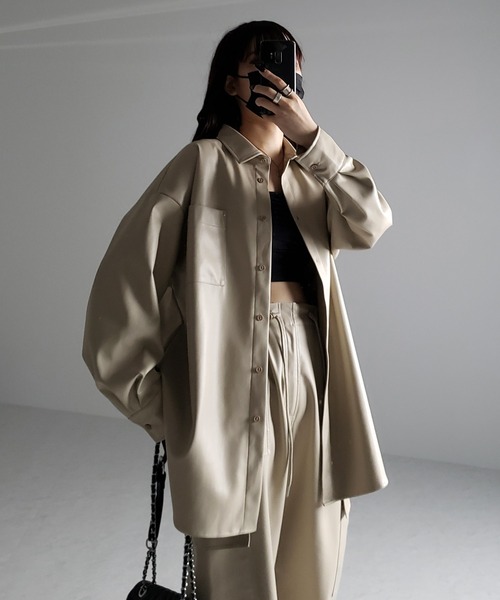 SeaRoomlynnVintageECOレザーシャツジャケット 【新品未使用】 Vintage ECOレザーシャツジャケット