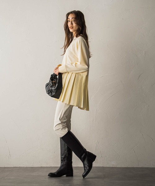 MAYSON GREY（メイソングレイ）の「プリーツドッキングプルオーバー（Tシャツ/カットソー・レディース・オフホワイト/グリーン/チャコールグレー・M）」の7枚目の写真