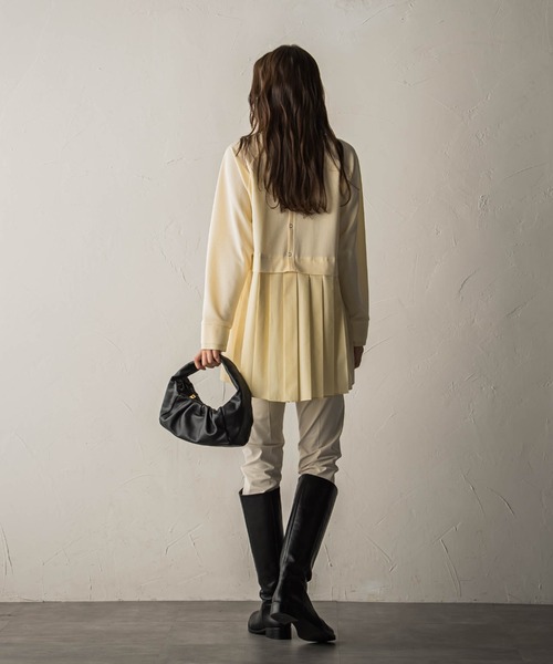 MAYSON GREY（メイソングレイ）の「プリーツドッキングプルオーバー（Tシャツ/カットソー・レディース・オフホワイト/グリーン/チャコールグレー・M）」の8枚目の写真