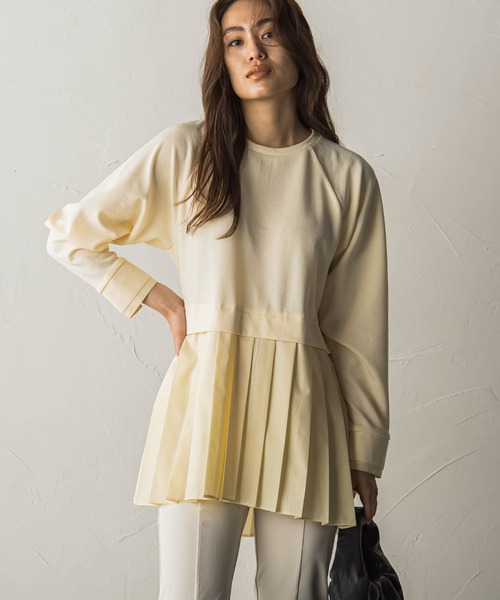 MAYSON GREY（メイソングレイ）の「プリーツドッキングプルオーバー（Tシャツ/カットソー・レディース・オフホワイト/グリーン/チャコールグレー・M）」の10枚目の写真