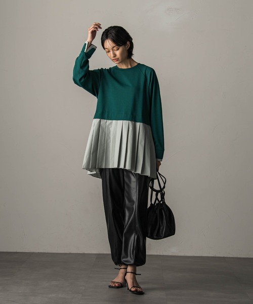 MAYSON GREY（メイソングレイ）の「プリーツドッキングプルオーバー（Tシャツ/カットソー・レディース・オフホワイト/グリーン/チャコールグレー・M）」の19枚目の写真