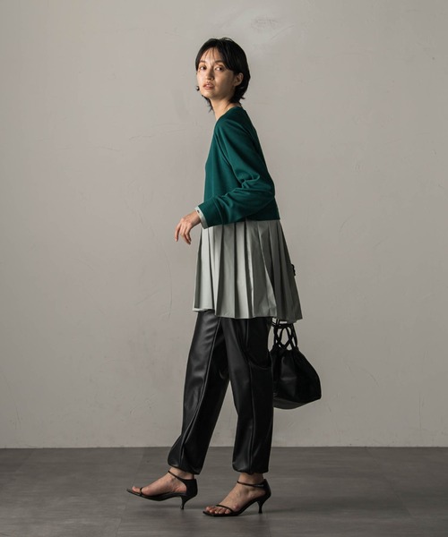 MAYSON GREY（メイソングレイ）の「プリーツドッキングプルオーバー（Tシャツ/カットソー・レディース・オフホワイト/グリーン/チャコールグレー・M）」の21枚目の写真