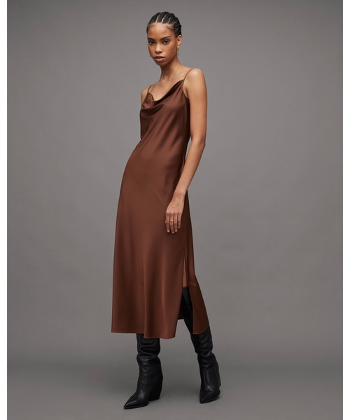 ALLSAINTS(オールセインツ)の「HADLEY COWL NECK MIDI SLIP DRESS | HADLEY カウル ネック ミディ スリップ ドレス・ワンピース(ワンピース・レディース・ブラウン系その他・8/6/4/2)」の7枚目の写真