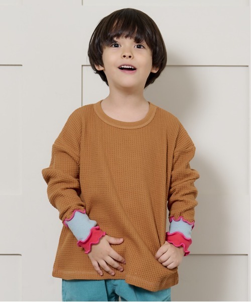 HOGAN RANCH WEAR（ホーガンランチウエア）の「ワッフルメローリブカットソー（90～150cm）（Tシャツ/カットソー・キッズ・ブラウン/杢グレー/オフホワイト・140/100/130/150/90/120/110）」の5枚目の写真
