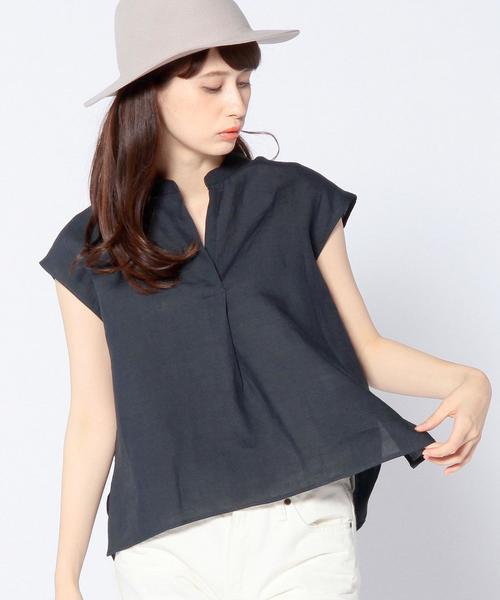 Another Edition（アナザーエディション）の「リネンスキッパーショートスリーブ/AEBC LI スキッパー SSL（シャツ/ブラウス・レディース・ホワイト/イエロー/ネイビー・フリー）」の3枚目の写真