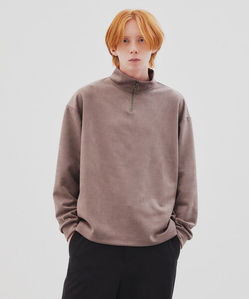 tk.TAKEO KIKUCHI（ティーケータケオキクチ）の「◆スエードポンチハーフジップカットソー（Tシャツ/カットソー・メンズ・オフホワイト/ライトグレー/ブラック/サンドベージュ/ブルー・01/02/03）」の5枚目の写真