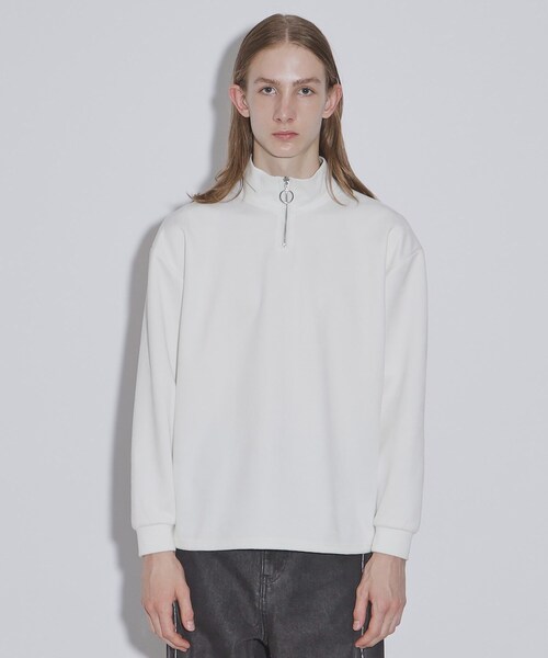 tk.TAKEO KIKUCHI（ティーケータケオキクチ）の「◆スエードポンチハーフジップカットソー（Tシャツ/カットソー・メンズ・オフホワイト/ライトグレー/ブラック/サンドベージュ/ブルー・01/02/03）」の7枚目の写真