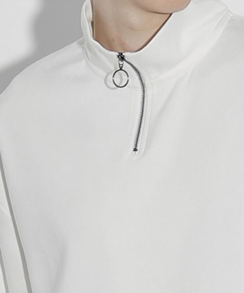 tk.TAKEO KIKUCHI（ティーケータケオキクチ）の「◆スエードポンチハーフジップカットソー（Tシャツ/カットソー・メンズ・オフホワイト/ライトグレー/ブラック/サンドベージュ/ブルー・01/02/03）」の10枚目の写真