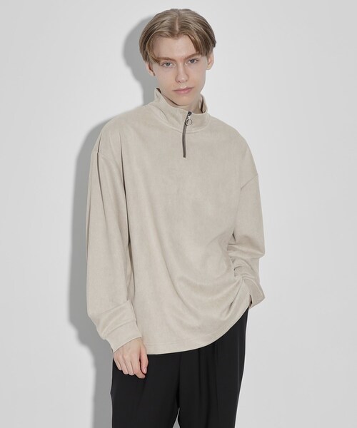 tk.TAKEO KIKUCHI（ティーケータケオキクチ）の「◆スエードポンチハーフジップカットソー（Tシャツ/カットソー・メンズ・オフホワイト/ライトグレー/ブラック/サンドベージュ/ブルー・01/02/03）」の14枚目の写真