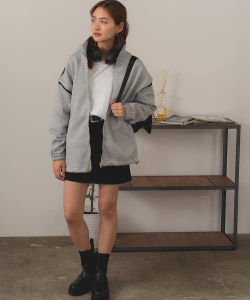 ROOPTOKYO（ループトウキョウ）の「Sideline Sweat / サイドライン フルジップスウェット（スウェット・レディース・グレー・M）」の7枚目の写真