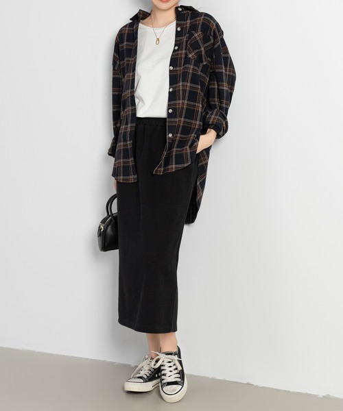 DAY CLOSET（デイ クローゼット）の「レディース 長袖チェック柄オーバーシルエットネルシャツ（シャツ/ブラウス・レディース・ブラック/ベージュ・M）」の6枚目の写真