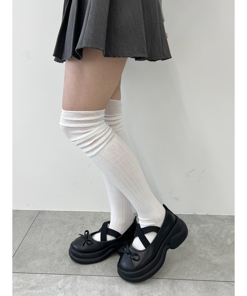 PHILLY(フィリー)の「デザインニーハイソックス(ソックス/靴下・レディース・アイボリー/ブラック/ホワイト/グレー・FREE)」の19枚目の写真
