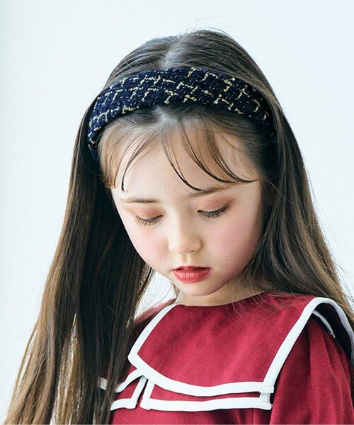 apres les cours(アプレレクール)の「ツイードカチューシャ(カチューシャ・キッズ・ピンク/ネイビー・FREE)」の1枚目の写真