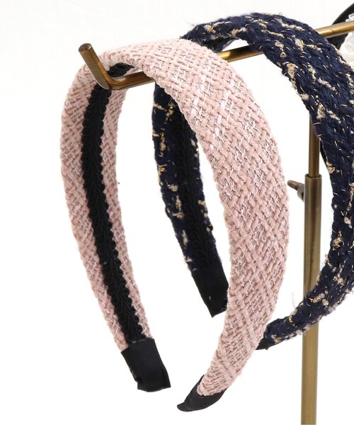 apres les cours(アプレレクール)の「ツイードカチューシャ(カチューシャ・キッズ・ピンク/ネイビー・FREE)」の2枚目の写真