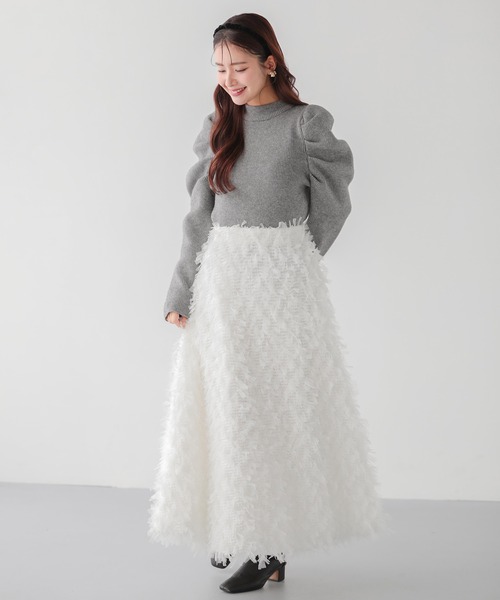 Fit more（フィットモア）の「パワショルリブニット（ニット/セーター・レディース・ブラック/グレー/ホワイト・FREE）」の5枚目の写真