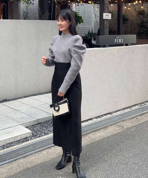 Fit more（フィットモア）の「パワショルリブニット（ニット/セーター・レディース・ブラック/グレー/ホワイト・FREE）」の8枚目の写真