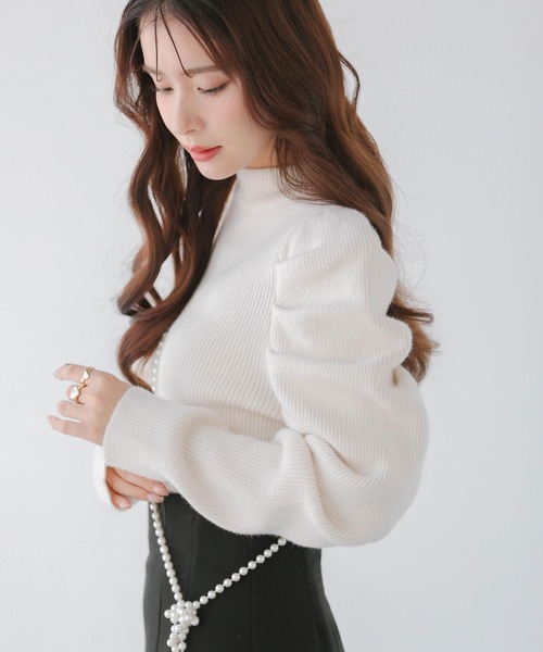 Fit more（フィットモア）の「パワショルリブニット（ニット/セーター・レディース・ブラック/グレー/ホワイト・FREE）」の16枚目の写真