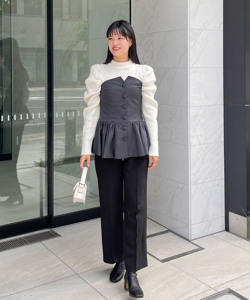 Fit more（フィットモア）の「パワショルリブニット（ニット/セーター・レディース・ブラック/グレー/ホワイト・FREE）」の17枚目の写真