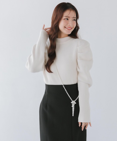 Fit more（フィットモア）の「パワショルリブニット（ニット/セーター・レディース・ブラック/グレー/ホワイト・FREE）」の13枚目の写真