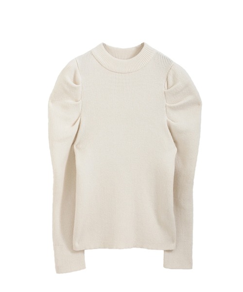 フィットモア　パワショルリブニット　グレー Fit more（フィットモア） ニット セーター パワショルリブニット