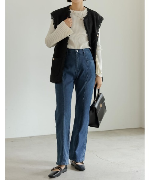 Re:EDIT（リエディ）の「MIXツイード金釦ベスト（ベスト・レディース・グレー/ブラック・LARGE/MEDIUM）」の7枚目の写真