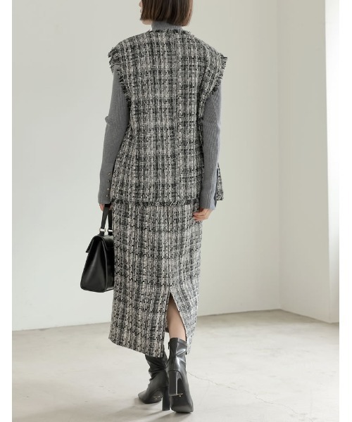 Re:EDIT（リエディ）の「MIXツイード金釦ベスト（ベスト・レディース・グレー/ブラック・LARGE/MEDIUM）」の12枚目の写真