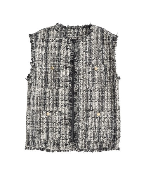 Re:EDIT（リエディ）の「MIXツイード金釦ベスト（ベスト・レディース・グレー/ブラック・LARGE/MEDIUM）」の19枚目の写真