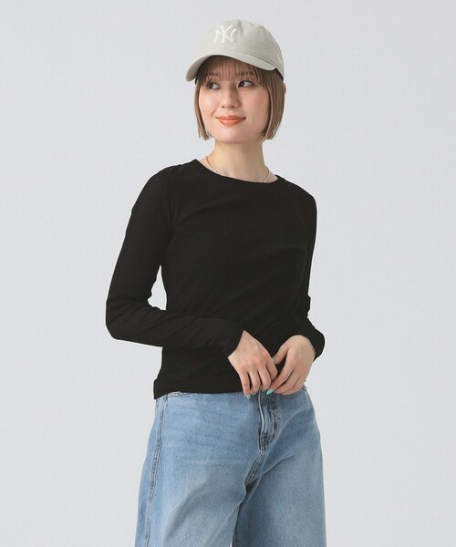 Ray BEAMS(レイビームス)の「テレコ リブ クルーネック トップス(Tシャツ/カットソー・レディース・ブルー/ブラック/ホワイト・ONE SIZE)」の5枚目の写真